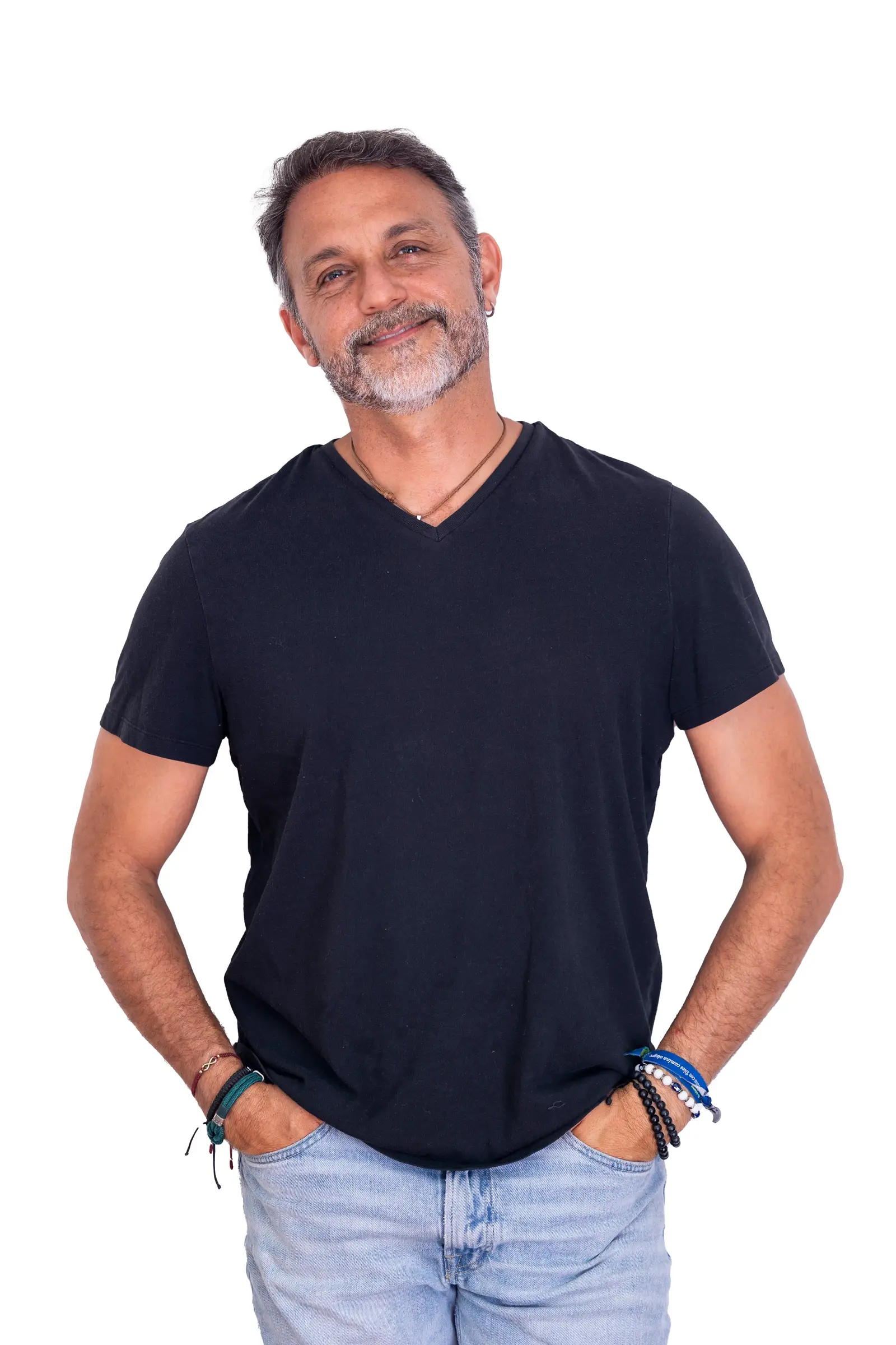Alejandro Pérez Bolaños in a blue shirt, cutout portrait